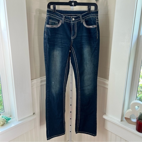 Faded Glory Vintage 90s Jeans Heavily Embellished Blinged Pockets Size 8 Boot - Picture 6 of 16